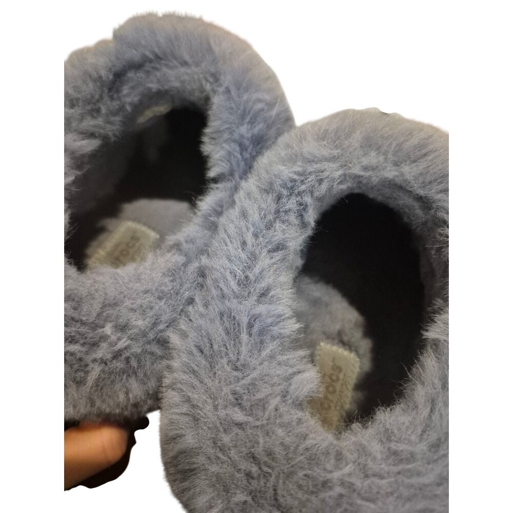 Crocs Fuzzy Lined Clogs Light Gray Size W4 M6 - Picture 4 of 5